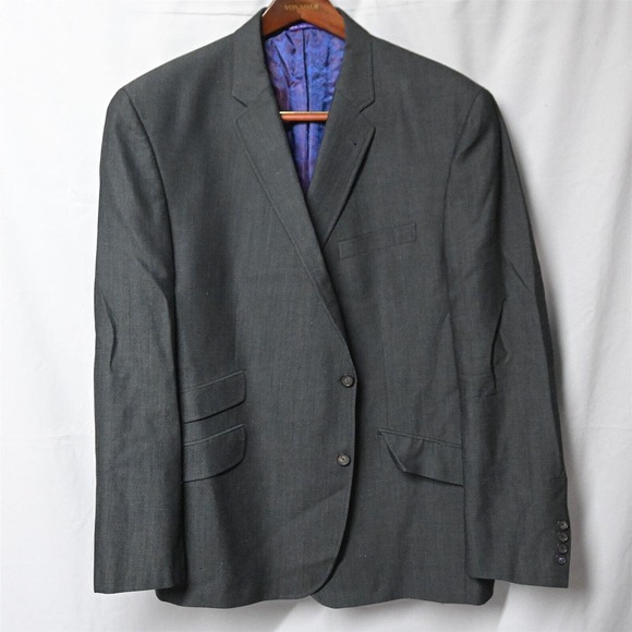 Ted Baker‎ Endurance 50R Gray Jim SPJ 2 Button Wool Linen Suit Jacket Sport Coat
